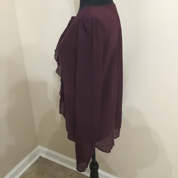 Anthropologie Moulinette Soeurs Women’s 100% Silk Burgundy Ruffled Top Size M - Picture 4 of 8